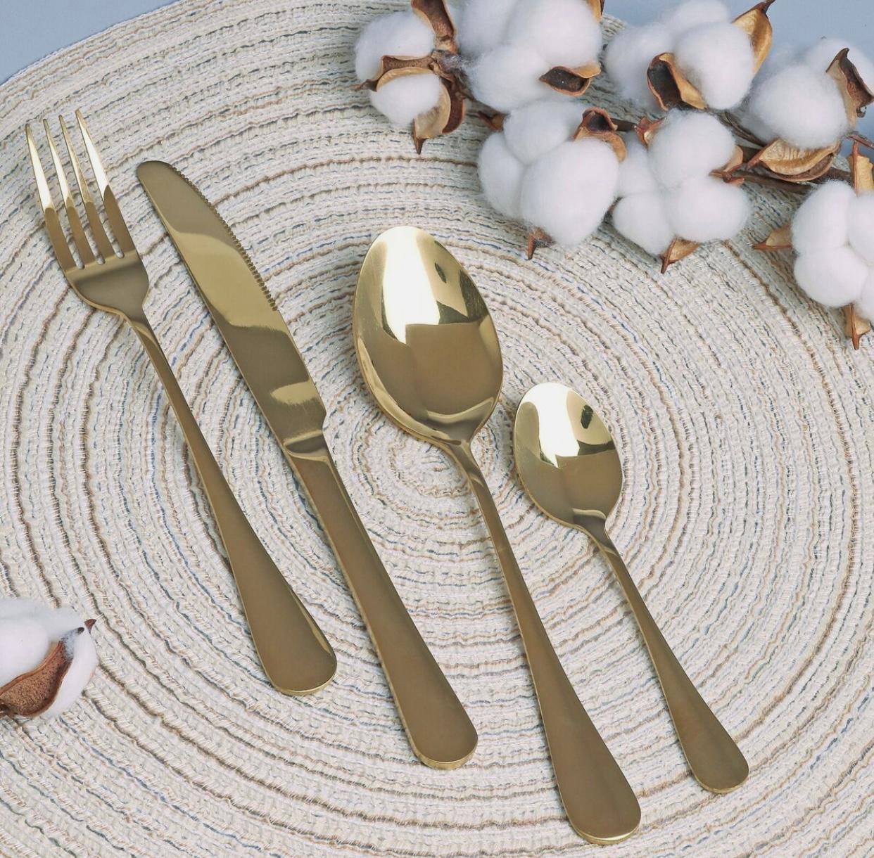 Set de 24 Couverts Inoxydable Couleur Doré