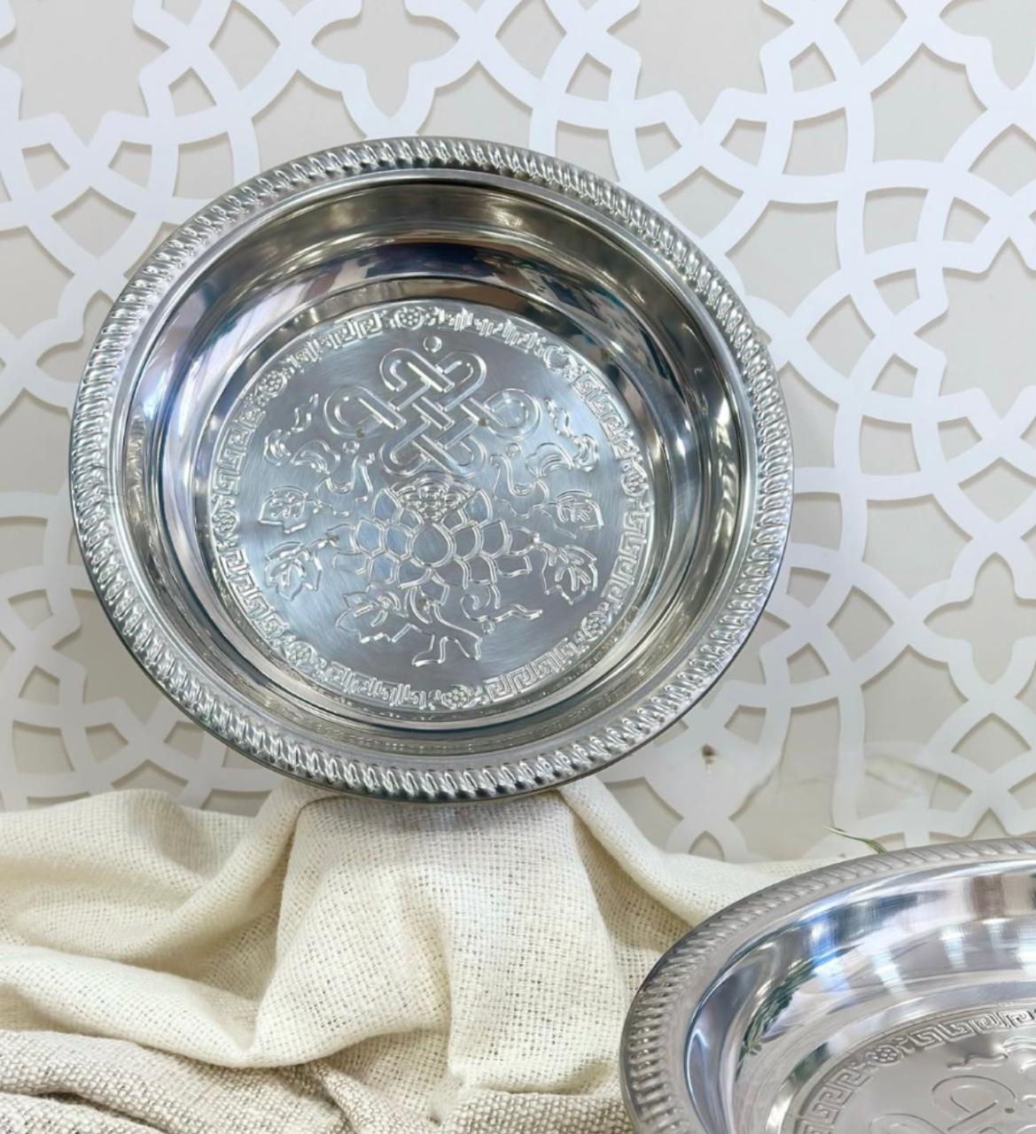 Plat présentation en métal argenté 30cm