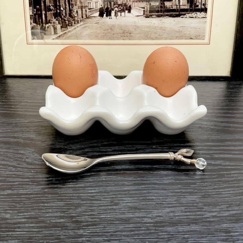 Set de 2 Bote œufs de rangement empilable en porcelaine