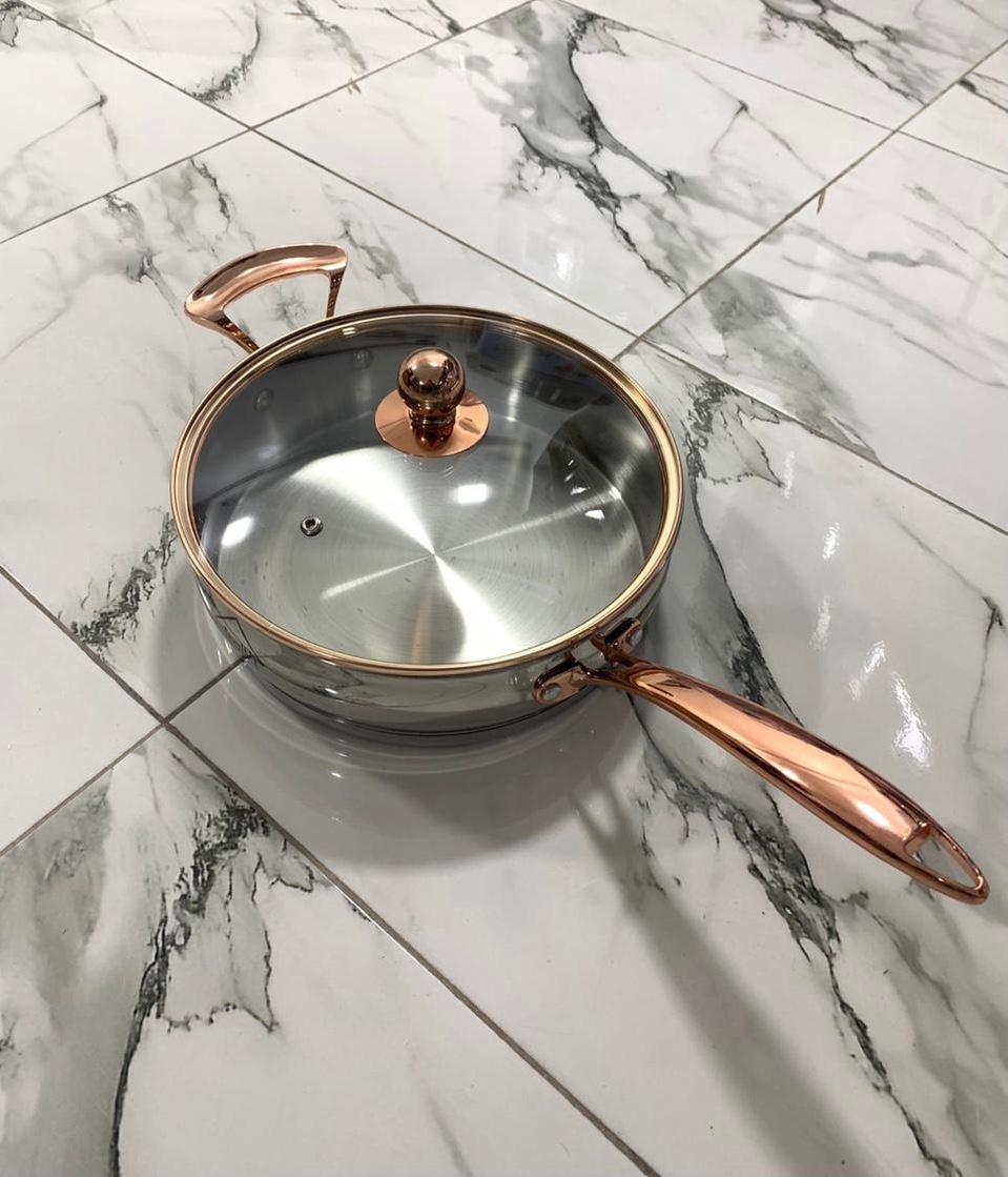 POÊLE MARMITE 2EN 1 EN INOX STANLESS ET MAIN ET POIGNE EN CUIVRE