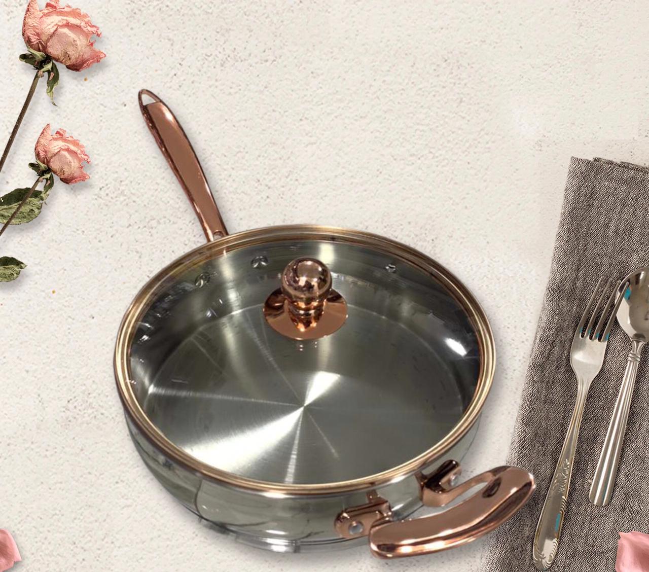 POÊLE MARMITE 2EN 1 EN INOX STANLESS ET MAIN ET POIGNE EN CUIVRE