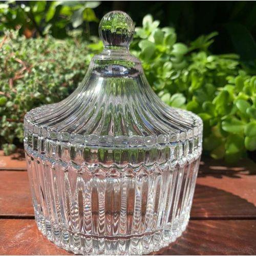 Bonbonnière & Sucrier En Verre Transparent Décorée