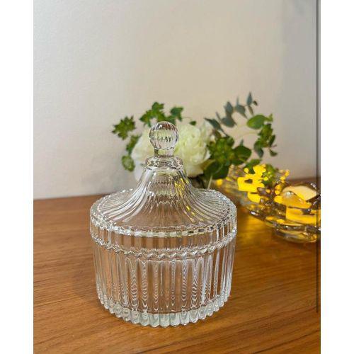 Bonbonnière & Sucrier En Verre Transparent Décorée