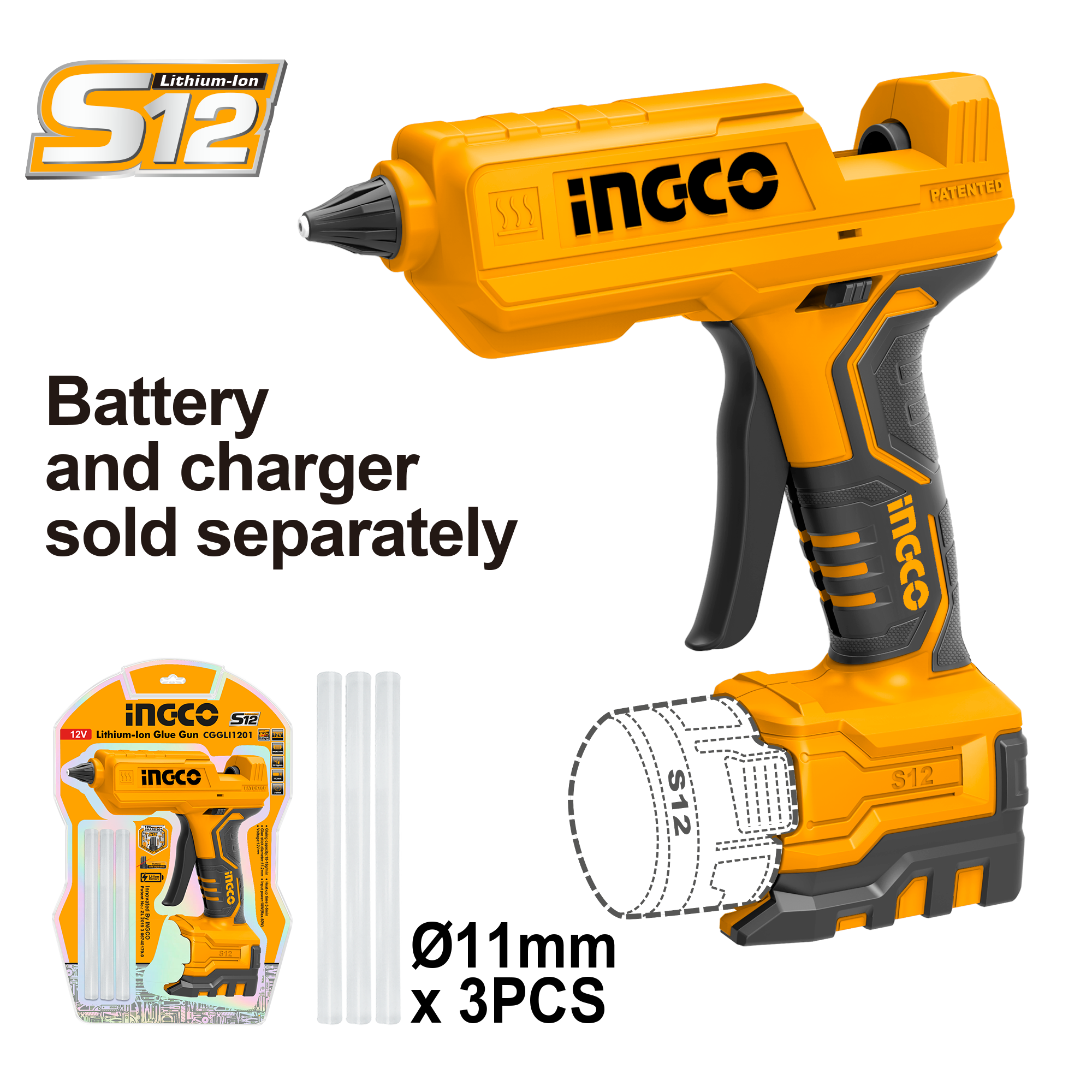 Pistolet À Colle 12v Batterie Chargeur Non Inclus