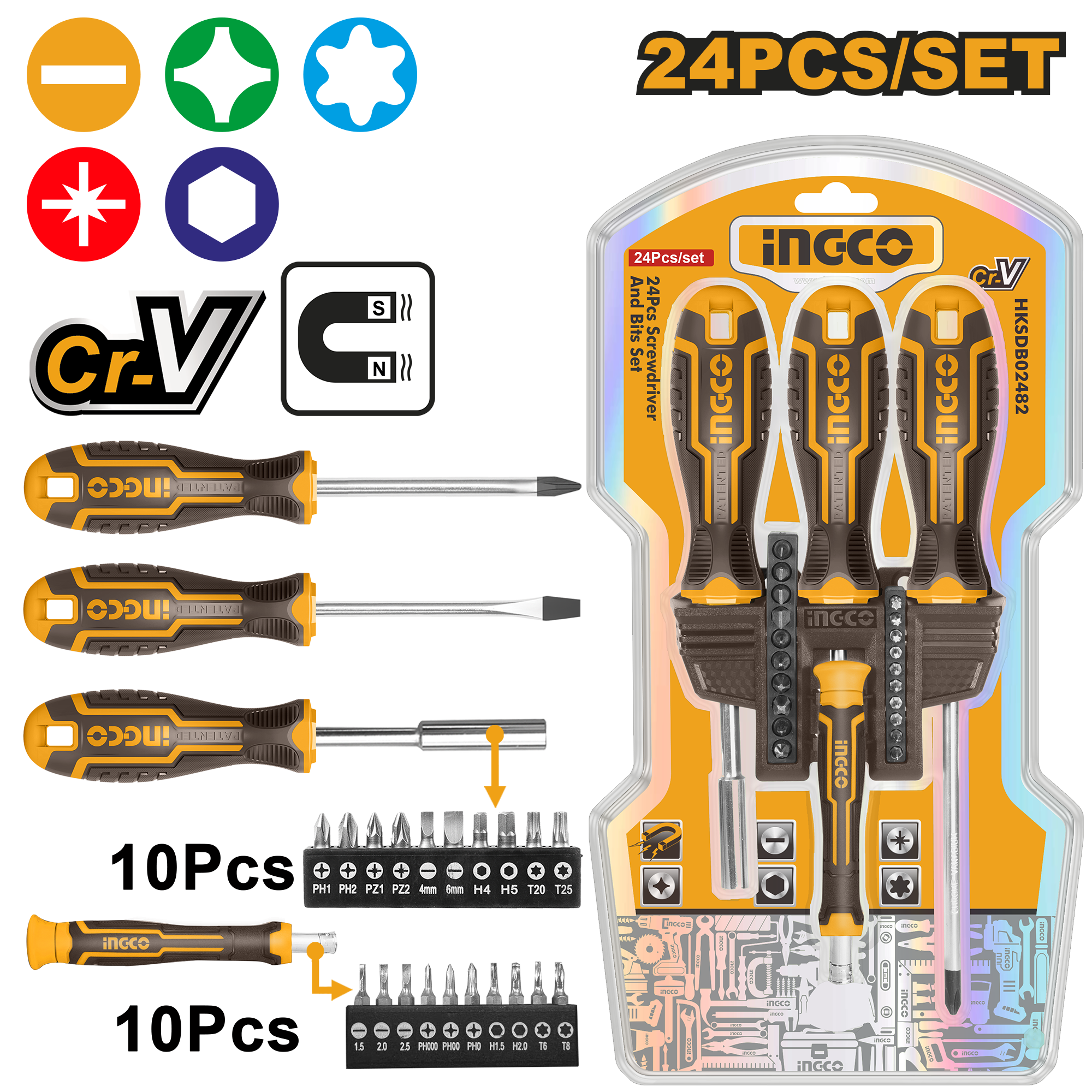 Jeu de 24 tournevis et embouts