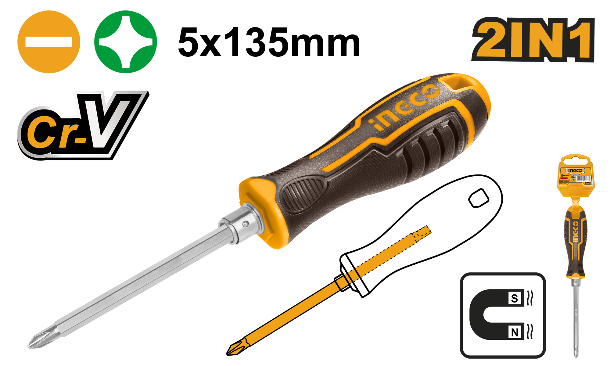 Jeu de tournevis 2en1 PH1+SL5