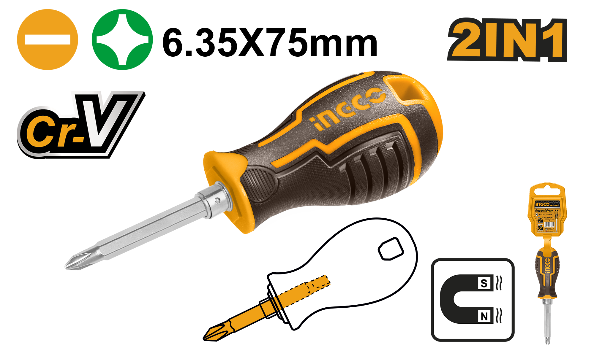 Jeu de tournevis 2en1 PH2+SL6