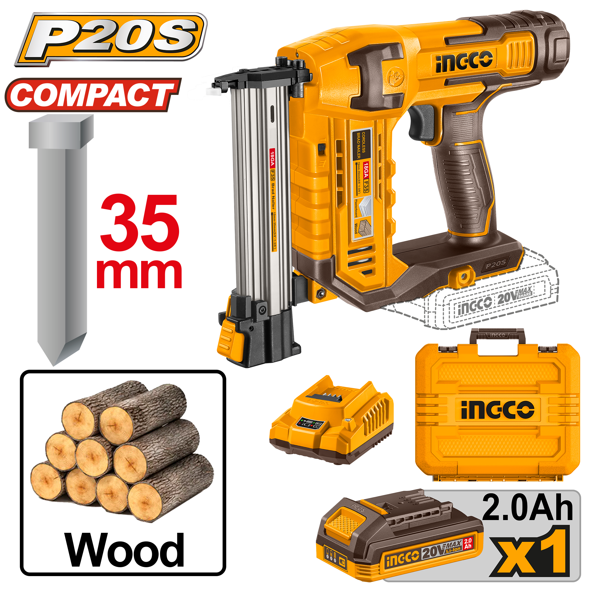 Cloueuse 20v 1batterie 15-35mm