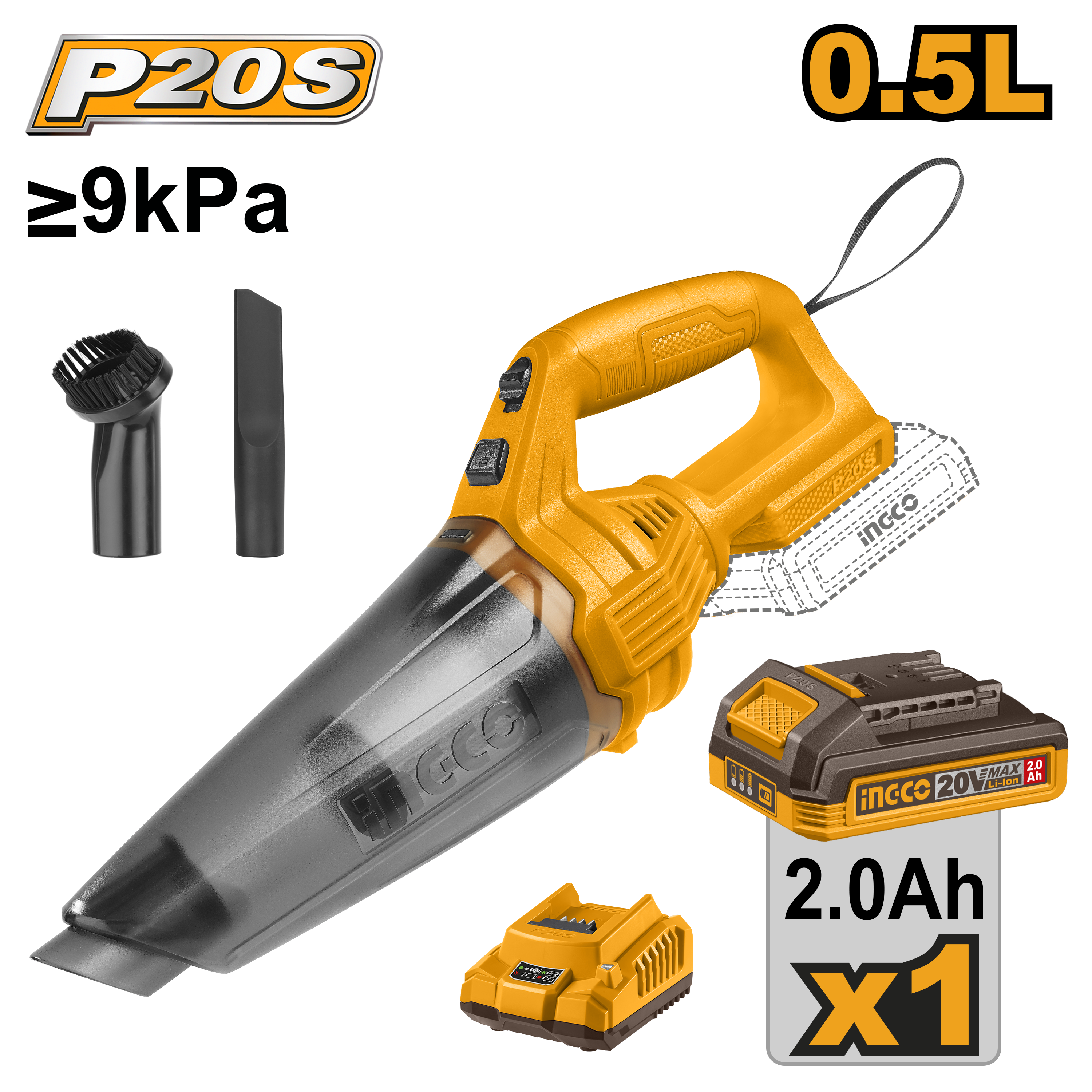 Aspirateur 20V 0.5L + accessoires