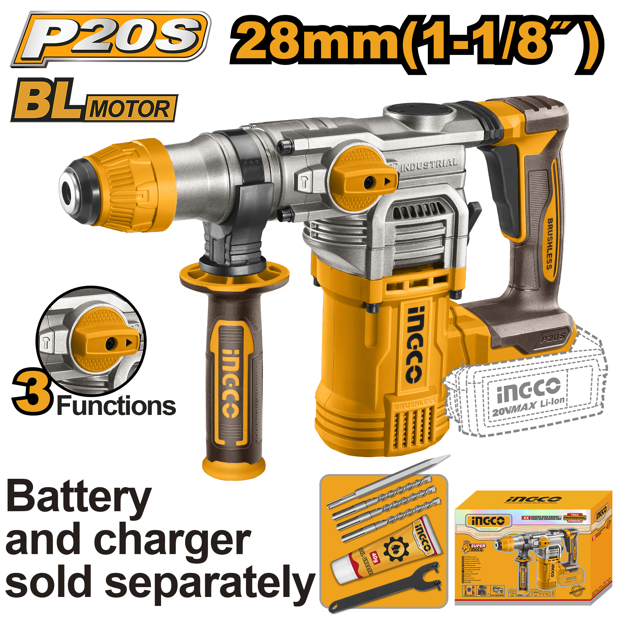 Marteau perforateur SDS Plus 20V 28mm+6access