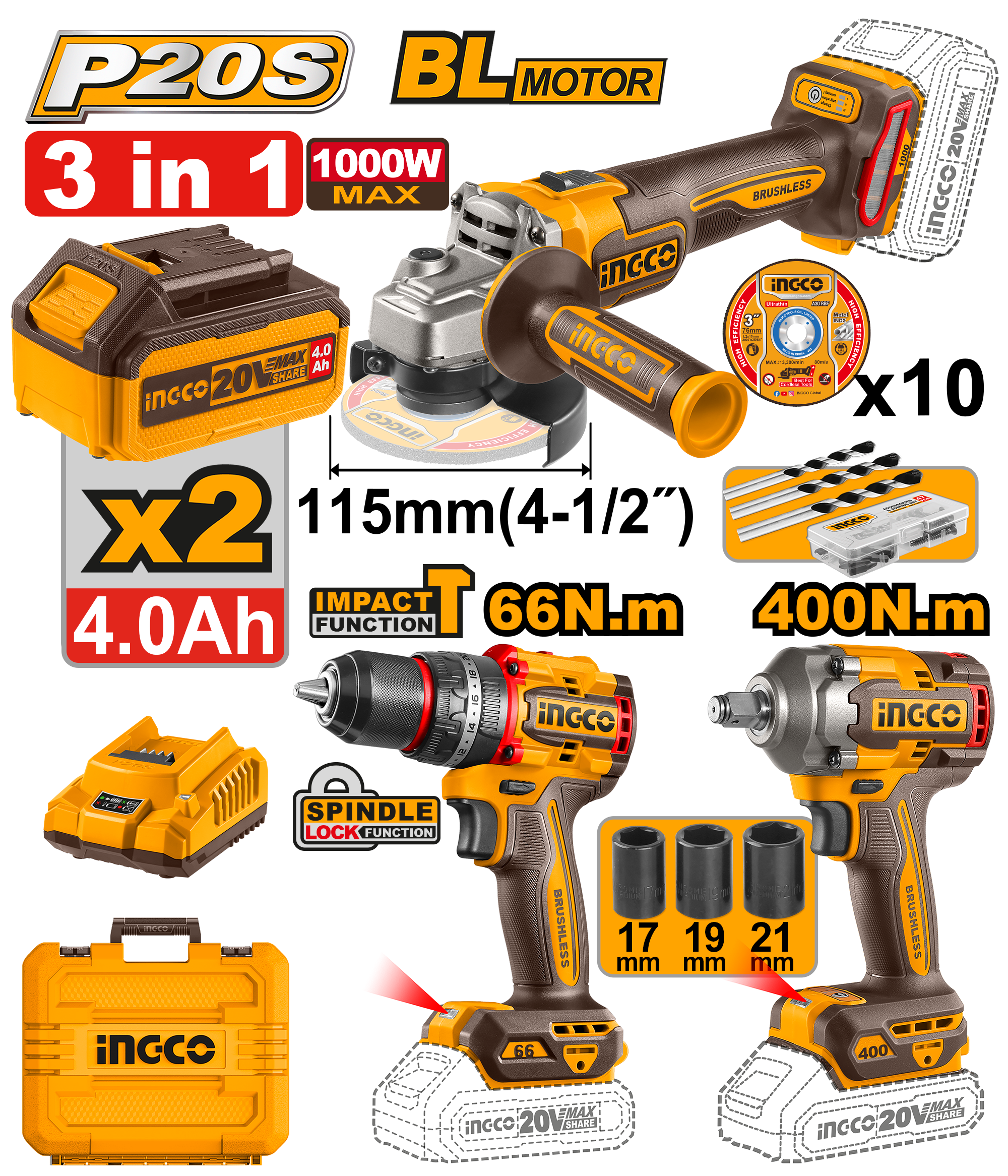 Kit combiné sans fil 3 pièces