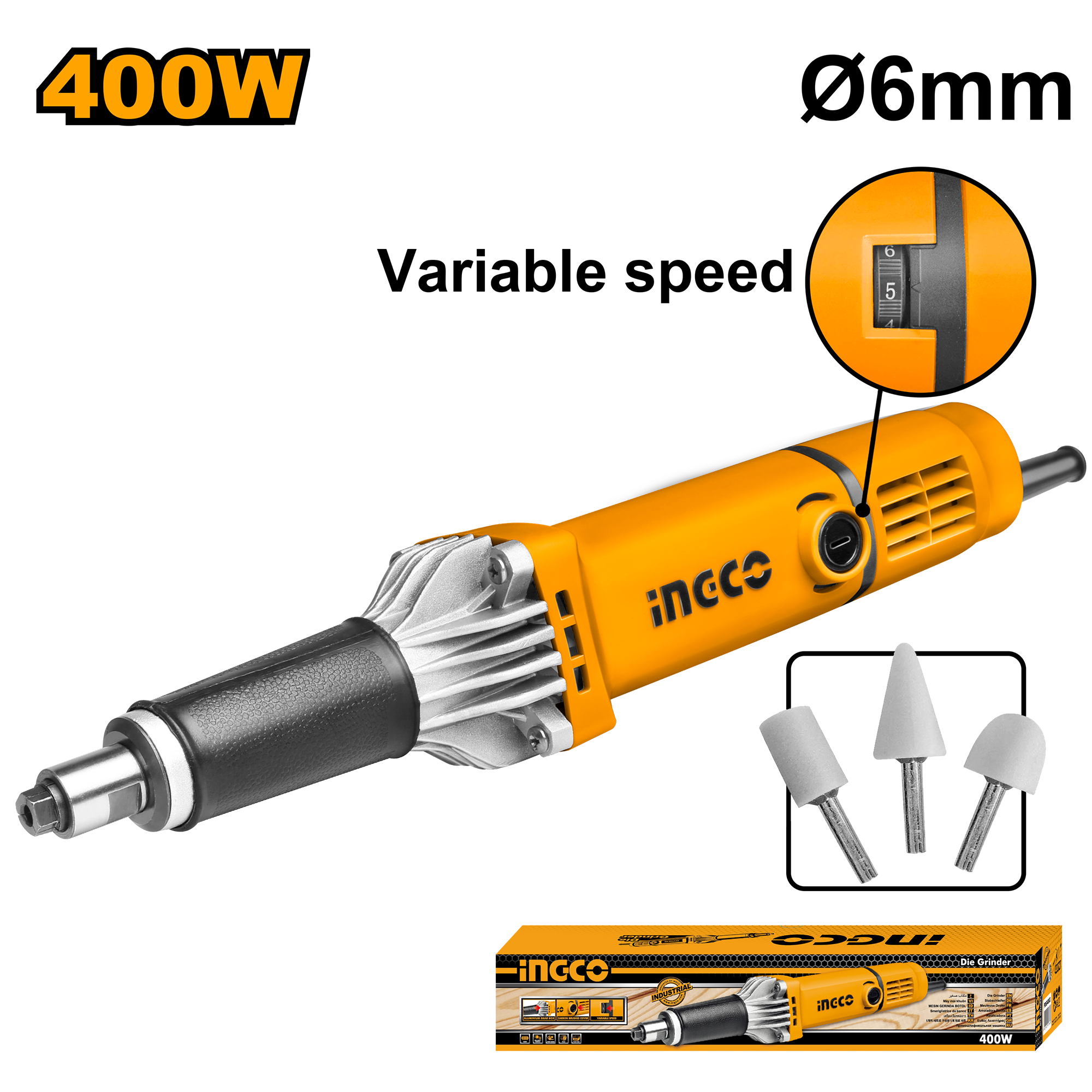 Meuleuse Droite 6mm 400w + 3 Accessoires