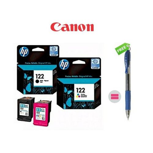 Pack Cartouche 122 NOIR + 122 COULEUR - Produits Authentiques + Stylo roller rétractable Offert
