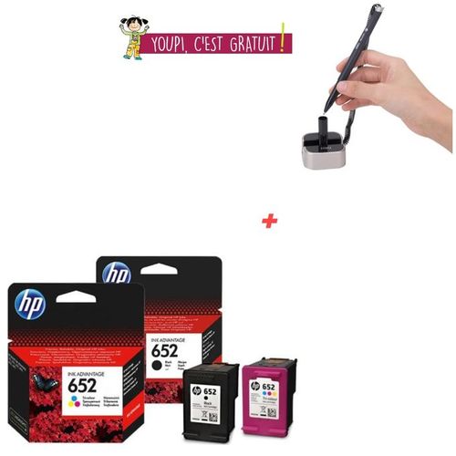 Pack Cartouches 652 Noir + 652 Couleur ( Stylo fixe table Offert )