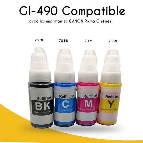 Pack Bouteilles dencre adaptable GI-490 pour les imprimantes à rèservoires PIXMA-G