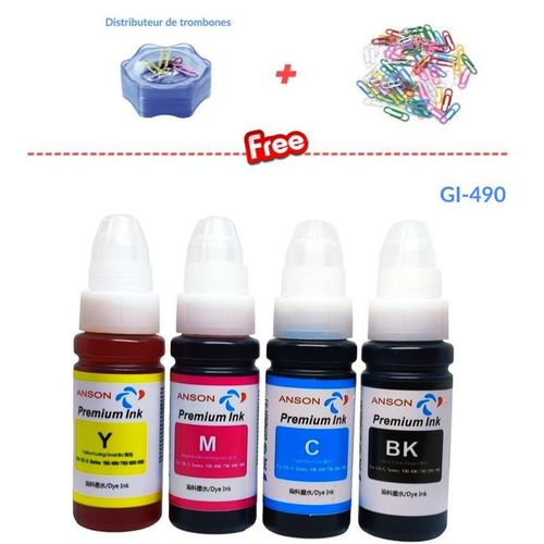 Pack Bouteilles d'encre adaptable GI-490 ( distributeur + trombones offert )