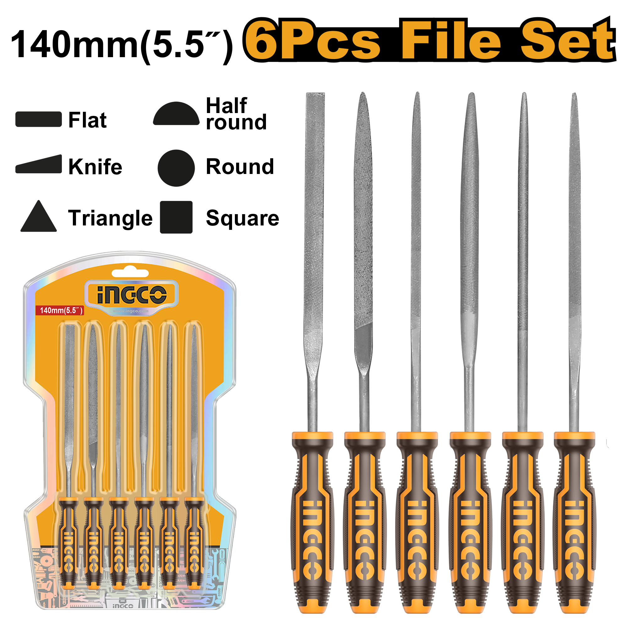 Set de 6 limes acier 140mm