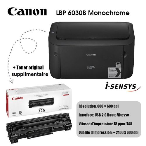 Imprimante Laser i-SENSYS LBP6030B + 2ème Toner Original Offert