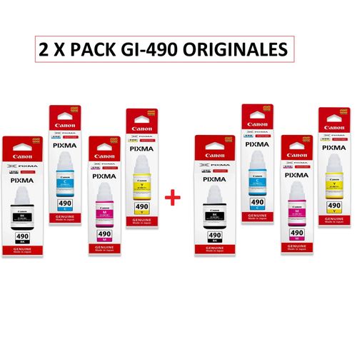2 x Pack Bouteilles d'encre GI-490 pour les Imprimantes PIXMA G Sèries