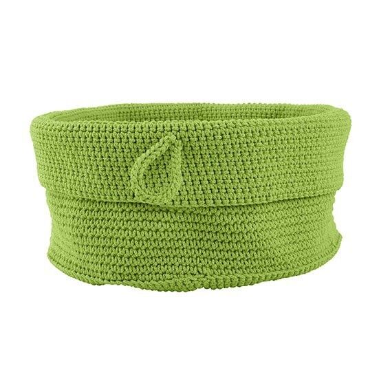 Panier en Crochet Ronde D24cm H 16.0cm Vert Citron