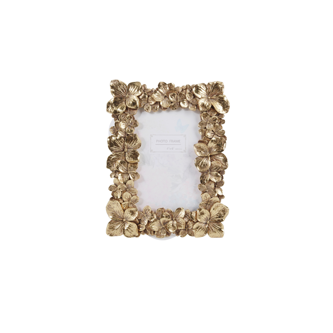 Floral Cadre Photo Poly résine Dorée Pf 10x15cm
