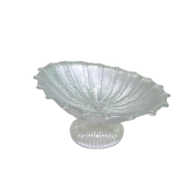 Bol En Verre Oval A Pied Arinna Argente 21cm