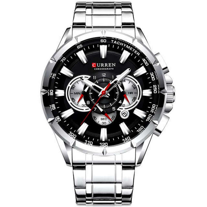 Montre Chronographe Homme en Acier Inoxydable avec Tachymètre