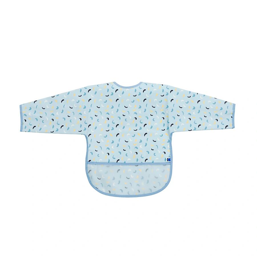 Bavoir Manches Longues Eva avec Ramasse-miettes Arty Bleu Pattern