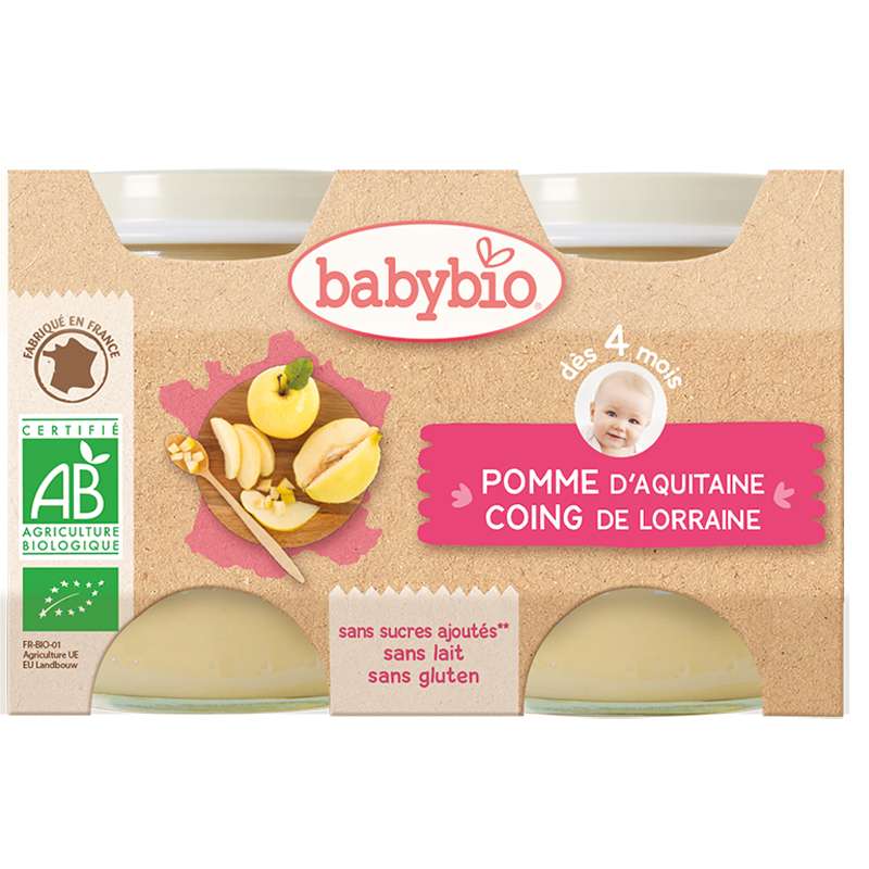 Pomme d'Aquitaine, coing de Lorraine, dès 4 mois, 2 * 130g