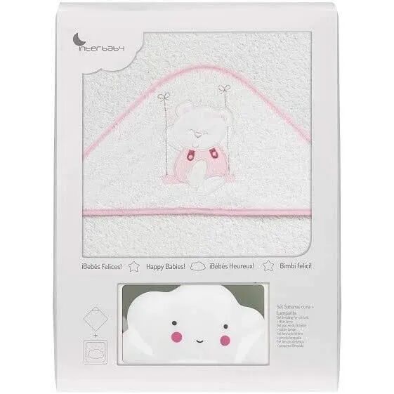 Cape de Bain Nuage - Lune Beige avec Veilleuse - Blanche Cadeau