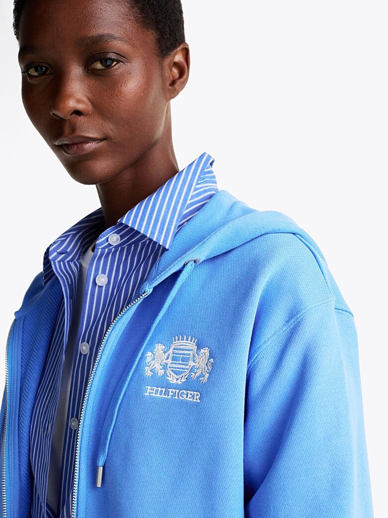 Sweat à Capuche Zippé à Logo Brodé thumbnail 2