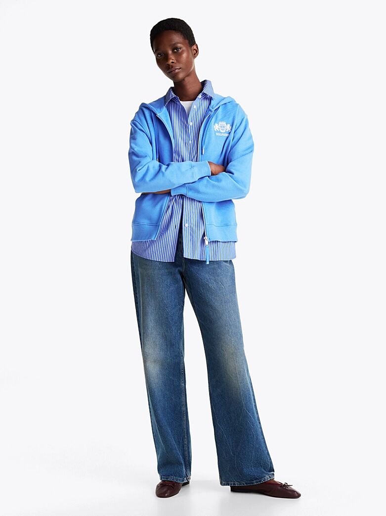 Sweat à Capuche Zippé à Logo Brodé thumbnail 3