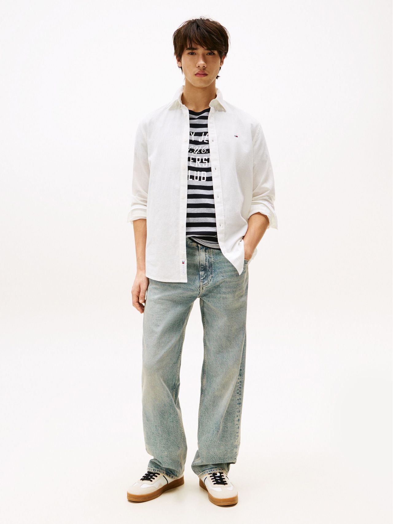 Chemise Blanche en Lin à Manches Longues, Coupe Régulière thumbnail 3