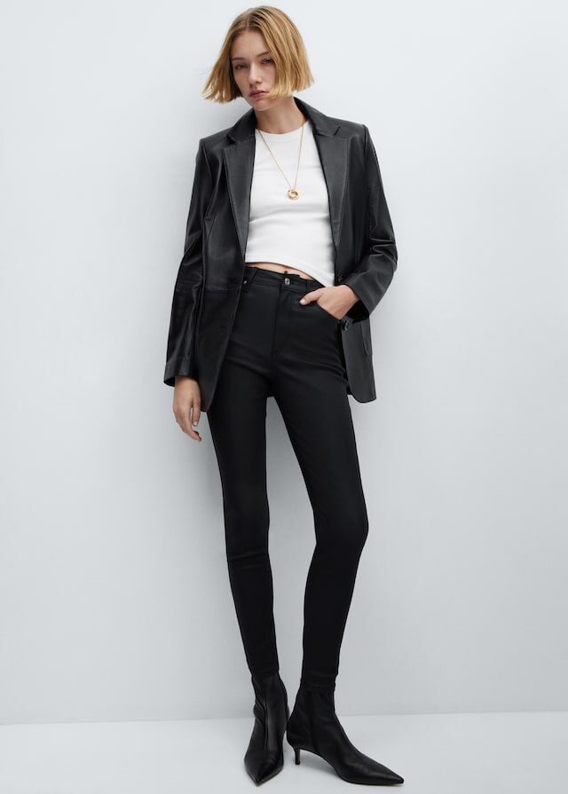 Jean Skinny Taille Haute Enduit
