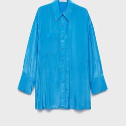 Chemise Longue Satinée Fermeture Asymétrique