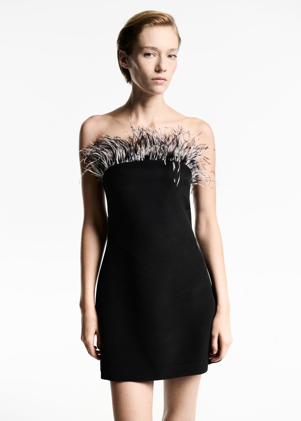Robe Bustier Détail Plumes
