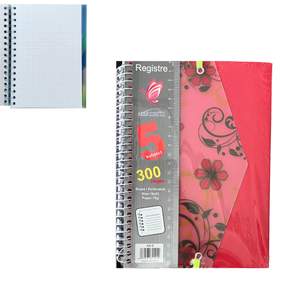 Cahier A5 avec Spirale 5 Sujets 240 Pages Petit Carreaux
