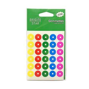Pochette de 150 Gommettes Pastilles Rondes Scotch Coloris Assortis