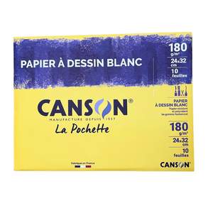 Canson Pochette Papier Dessin 10 Feuilles Blanc 24x32 180g/m2