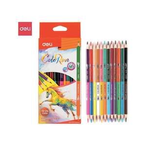 24 Crayons Long Dual Couleur 12 Pieces