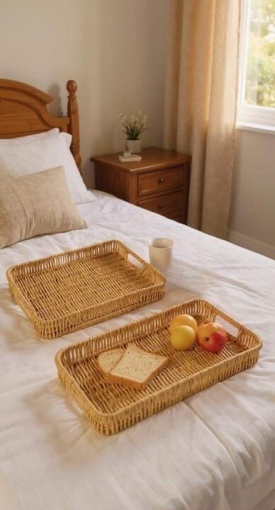 3 Plateaux De Service En Rotin thumbnail 3