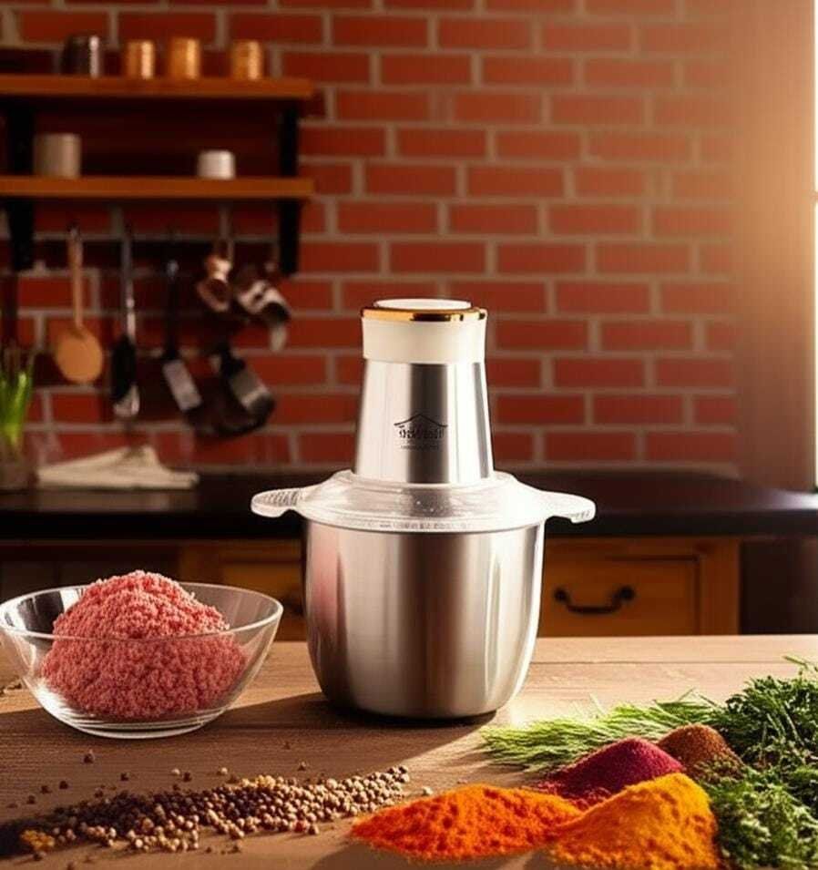 Hachoir Électrique Multifonction 3l - Viande Légumes Mixeur Culinaire Epice Ail Trancheuse Hachoir à Viande Électrique Inox- ( couleurs aléatoires ) thumbnail 4