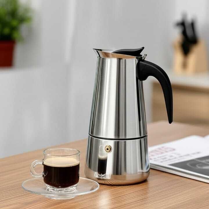 Cafetière à Café en Acier Inoxydable 6 Tasses – 500ml