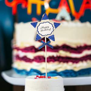 Topper Joyeux Anniversaire Étoile Bleue