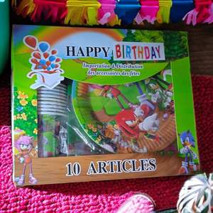 Pack 10 en 1 Anniversaire Thème Sonic Bleu Cartoon