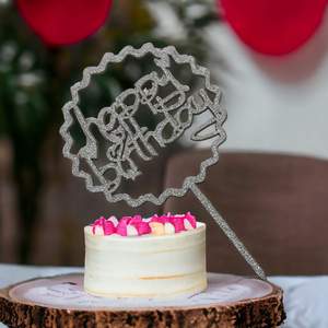 Cake Topper Zigzag Silver