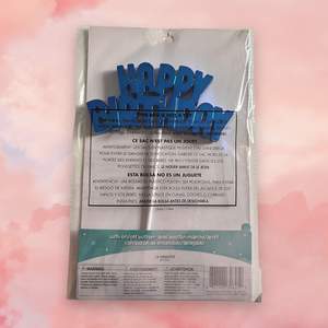 Topper Cake Happy Birthday Bleu avec Lumière