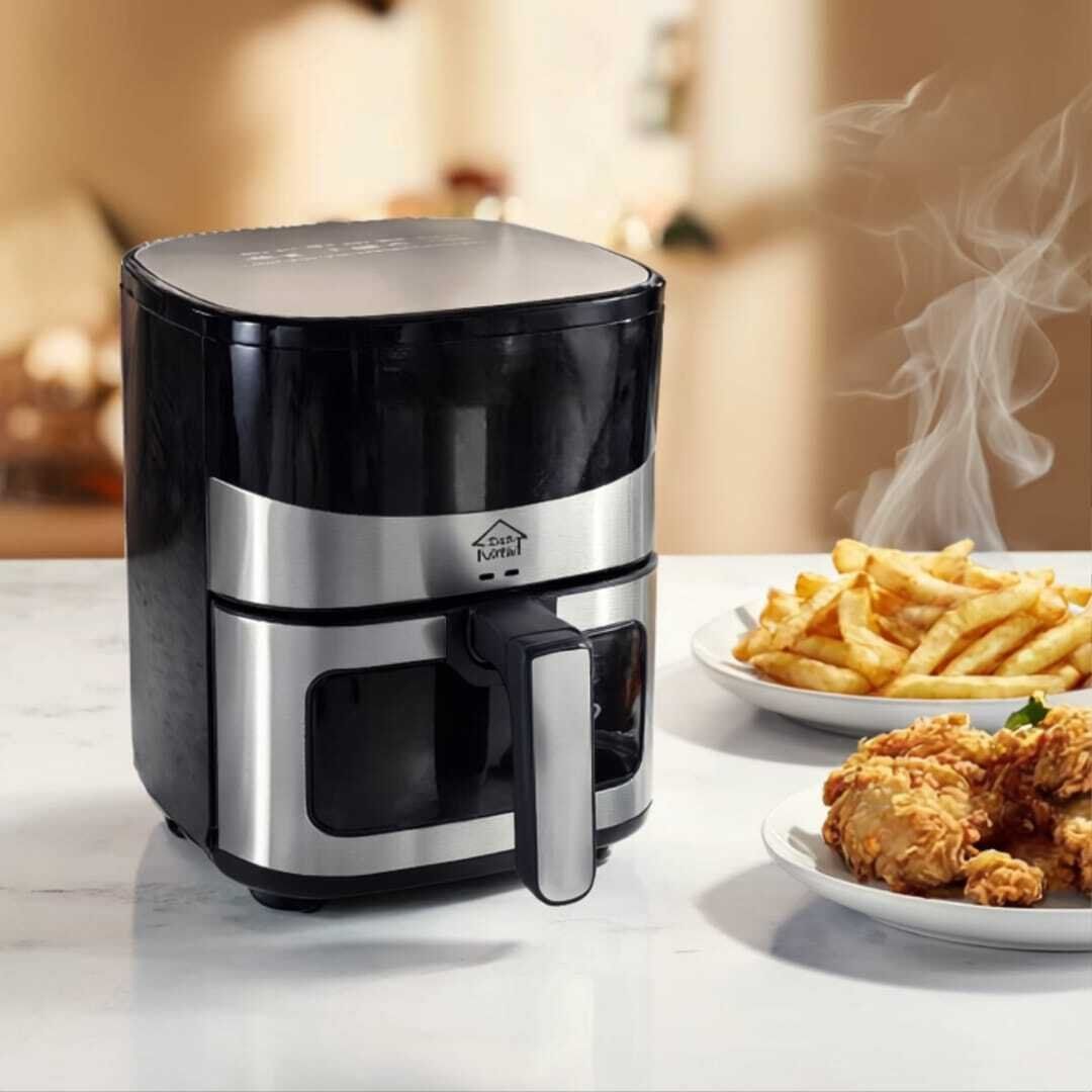Air Fryer 6L + 2 Huiliers Offerts - Acier Inoxydable, Compact, Durable + Panneau Tactile Multifonction