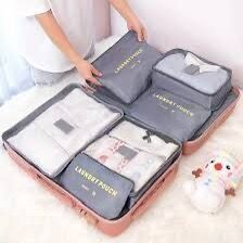 Lot de 6 Organiseurs de Voyage – Cubes de Rangement + Pochettes à Linge Imperméables, Légers et Compacts thumbnail 1