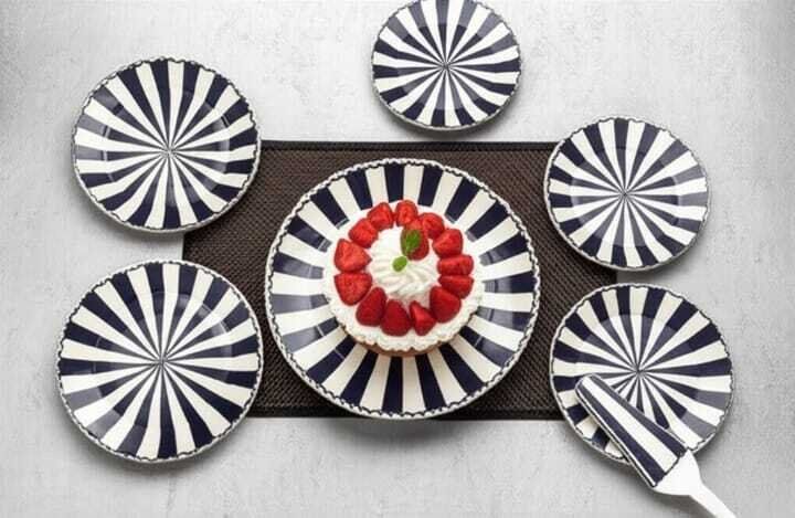 Set à Gâteau en Porcelaine 7 Pièces 